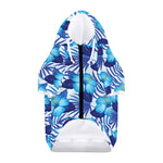 Blue Hibiscus Tropical Pattern Print Dog Zip Up Hoodie