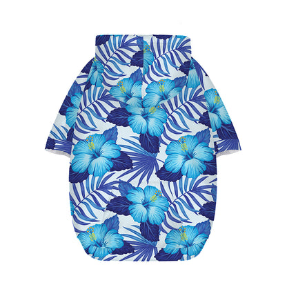 Blue Hibiscus Tropical Pattern Print Dog Zip Up Hoodie