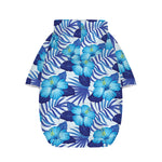 Blue Hibiscus Tropical Pattern Print Dog Zip Up Hoodie