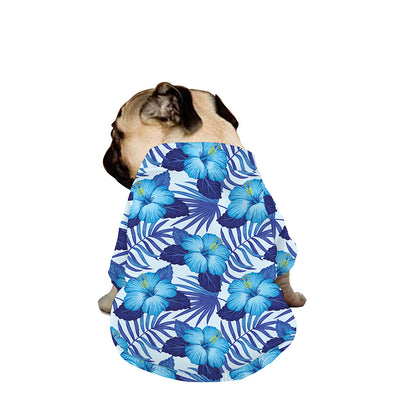 Blue Hibiscus Tropical Pattern Print Dog Zip Up Jacket