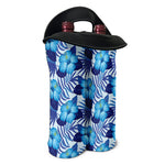 Blue Hibiscus Tropical Pattern Print Double Neoprene Wine Tote