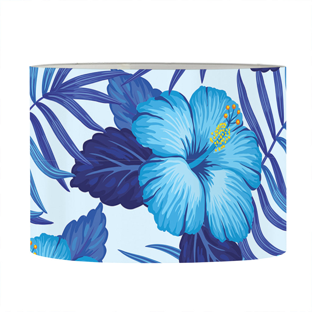 Blue Hibiscus Tropical Pattern Print Drum Lamp Shade