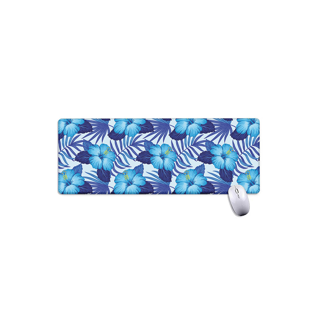 Blue Hibiscus Tropical Pattern Print Extended Mouse Pad
