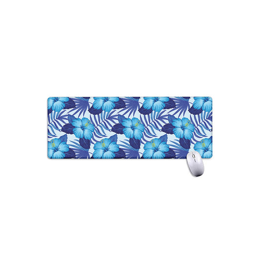 Blue Hibiscus Tropical Pattern Print Extended Mouse Pad