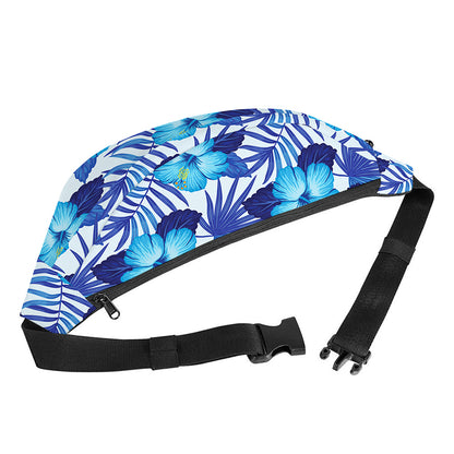 Blue Hibiscus Tropical Pattern Print Fanny Pack