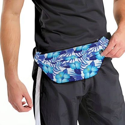 Blue Hibiscus Tropical Pattern Print Fanny Pack