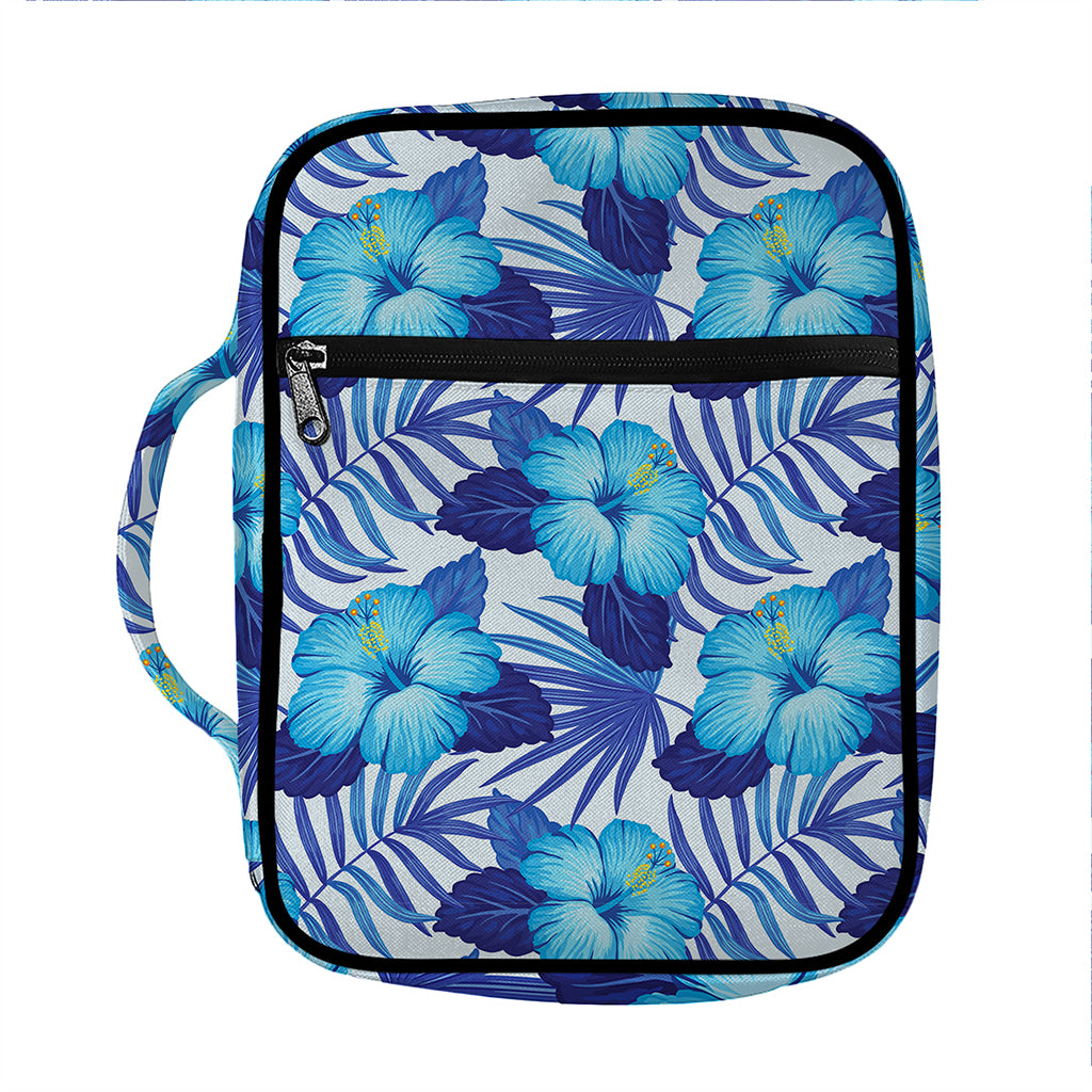 Blue Hibiscus Tropical Pattern Print Front Pocket Bible Bag
