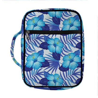 Blue Hibiscus Tropical Pattern Print Front Pocket Bible Bag