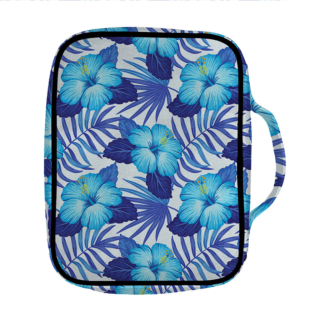 Blue Hibiscus Tropical Pattern Print Front Pocket Bible Bag