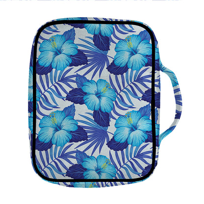 Blue Hibiscus Tropical Pattern Print Front Pocket Bible Bag
