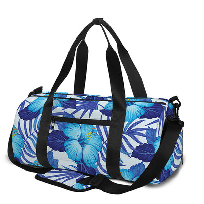 Blue Hibiscus Tropical Pattern Print Gym Bag