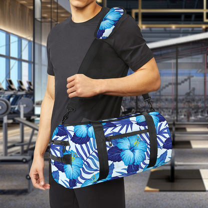 Blue Hibiscus Tropical Pattern Print Gym Bag