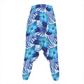 Blue Hibiscus Tropical Pattern Print Hammer Pants