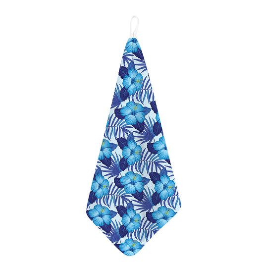 Blue Hibiscus Tropical Pattern Print Hand Towel