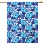 Blue Hibiscus Tropical Pattern Print House Flag