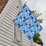 Blue Hibiscus Tropical Pattern Print House Flag
