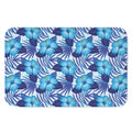 Blue Hibiscus Tropical Pattern Print Indoor Door Mat