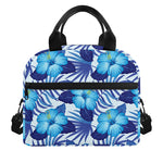 Blue Hibiscus Tropical Pattern Print Insulated Lunch Bag
