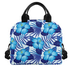 Blue Hibiscus Tropical Pattern Print Insulated Lunch Bag