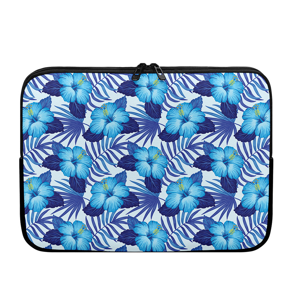 Blue Hibiscus Tropical Pattern Print Laptop Sleeve