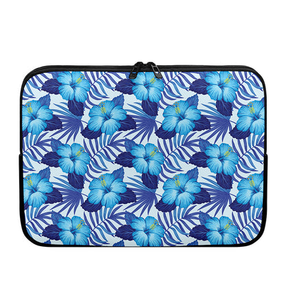 Blue Hibiscus Tropical Pattern Print Laptop Sleeve