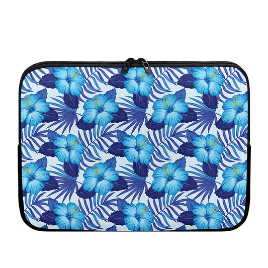 Blue Hibiscus Tropical Pattern Print Laptop Sleeve