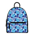 Blue Hibiscus Tropical Pattern Print Leather Backpack