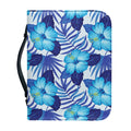 Blue Hibiscus Tropical Pattern Print Leather Bible Cover