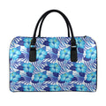 Blue Hibiscus Tropical Pattern Print Leather Duffel Bag