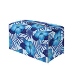 Blue Hibiscus Tropical Pattern Print Leather Tissue Box Cover