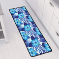 Blue Hibiscus Tropical Pattern Print Long Kitchen Mat
