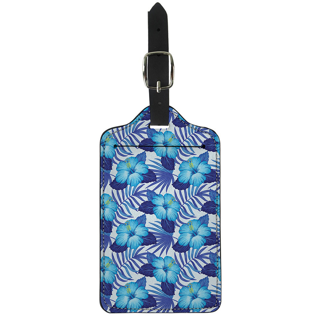 Blue Hibiscus Tropical Pattern Print Luggage Tag