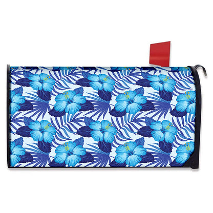 Blue Hibiscus Tropical Pattern Print Mailbox Cover