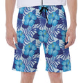 Blue Hibiscus Tropical Pattern Print Men's Beach Shorts