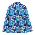 Blue Hibiscus Tropical Pattern Print Men's Blazer