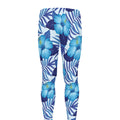 Blue Hibiscus Tropical Pattern Print Men's Leggings
