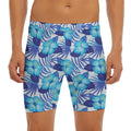Blue Hibiscus Tropical Pattern Print Men's Long Boxer Briefs