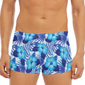 Blue Hibiscus Tropical Pattern Print Men's Short Boxer Briefs