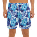 Blue Hibiscus Tropical Pattern Print Men's Split Running Shorts