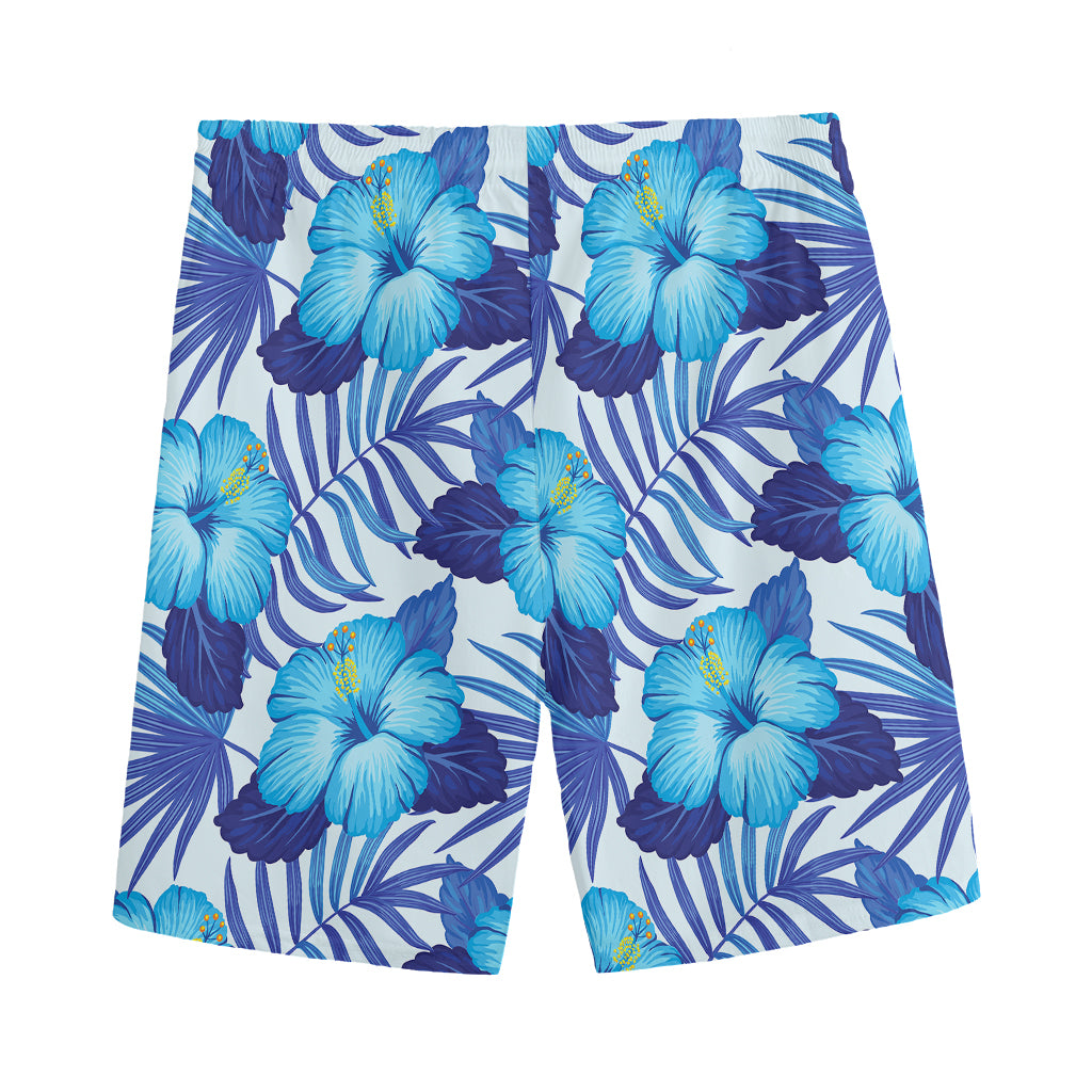 Blue Hibiscus Tropical Pattern Print Men's Sports Shorts