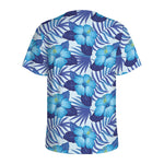 Blue Hibiscus Tropical Pattern Print Men's Sports T-Shirt