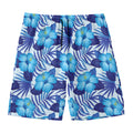 Blue Hibiscus Tropical Pattern Print Men's Swim Trunks