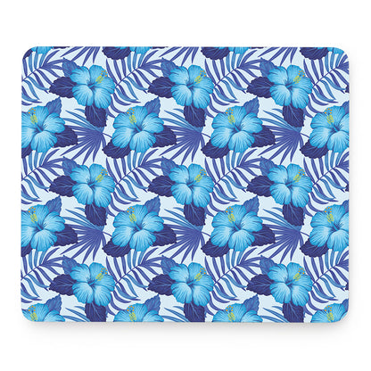 Blue Hibiscus Tropical Pattern Print Mouse Pad