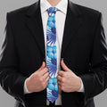 Blue Hibiscus Tropical Pattern Print Necktie