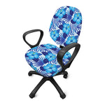 Blue Hibiscus Tropical Pattern Print Office Chair Cover