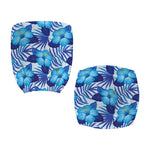 Blue Hibiscus Tropical Pattern Print Office Chair Cover
