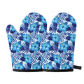 Blue Hibiscus Tropical Pattern Print Oven Mitts