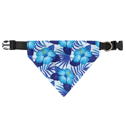 Blue Hibiscus Tropical Pattern Print Over The Collar Dog Bandana