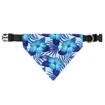 Blue Hibiscus Tropical Pattern Print Over The Collar Dog Bandana