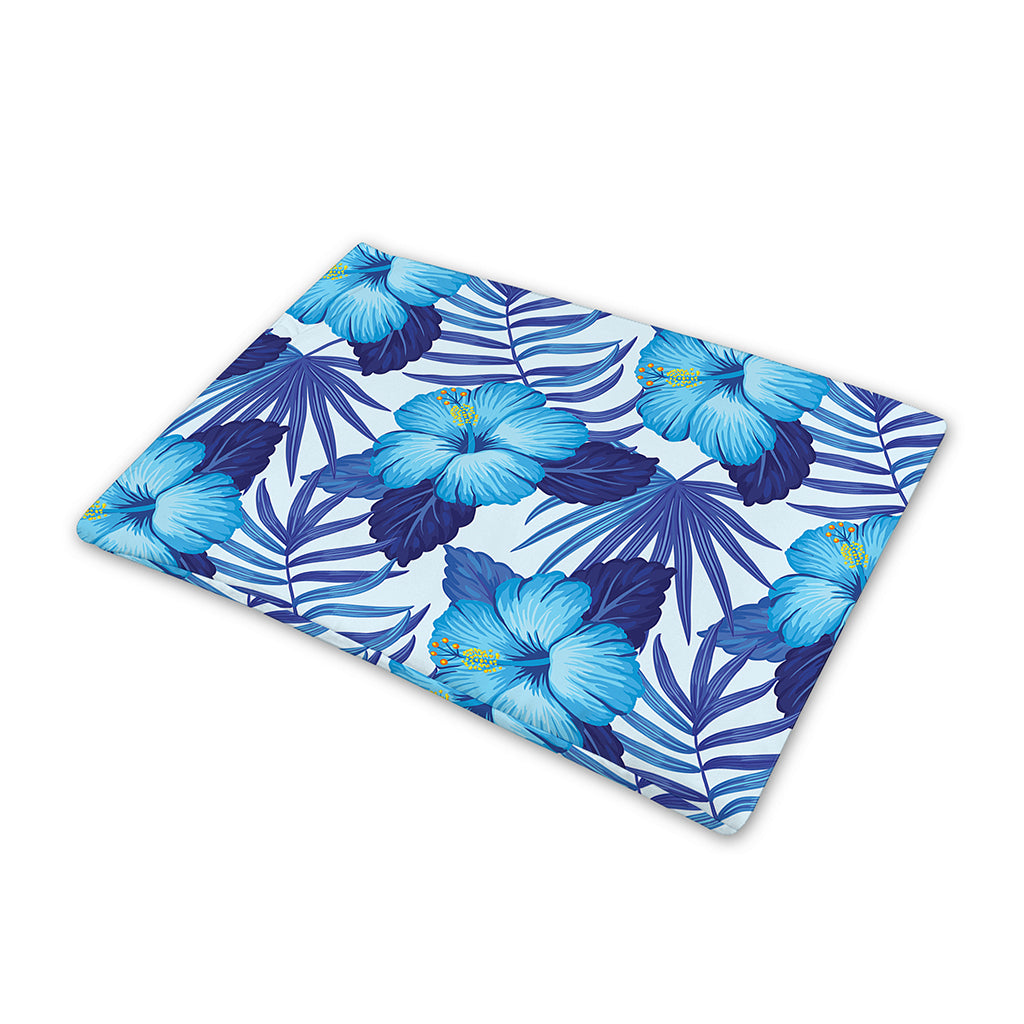 Blue Hibiscus Tropical Pattern Print Pet Cooling Mat Cover